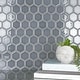 preview thumbnail 2 of 14, Merola Tile Hudson Due 2" Hex Imperial Grey 10-7/8" x 12-5/8" Porcelain Mosaic Floor and Wall Tile