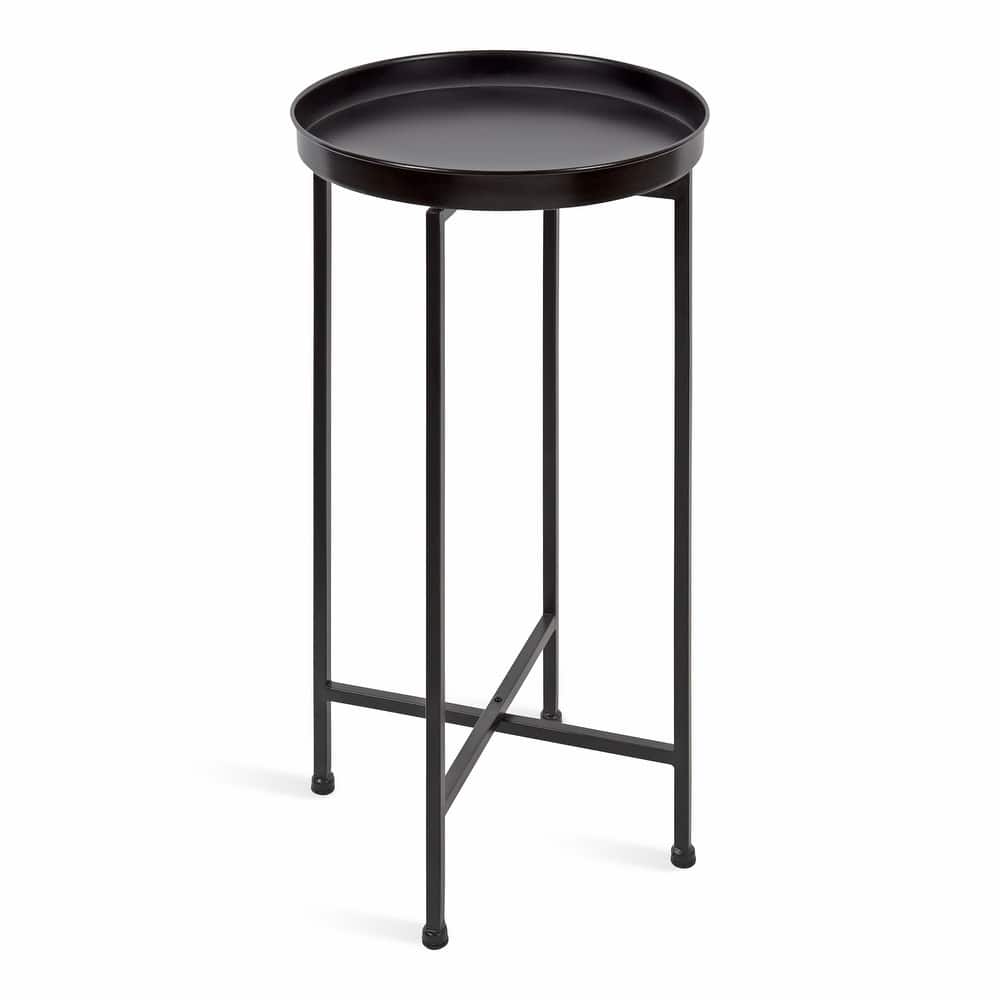 Kate and Laurel Celia Round Foldable Metal Accent Table - 14x14x26