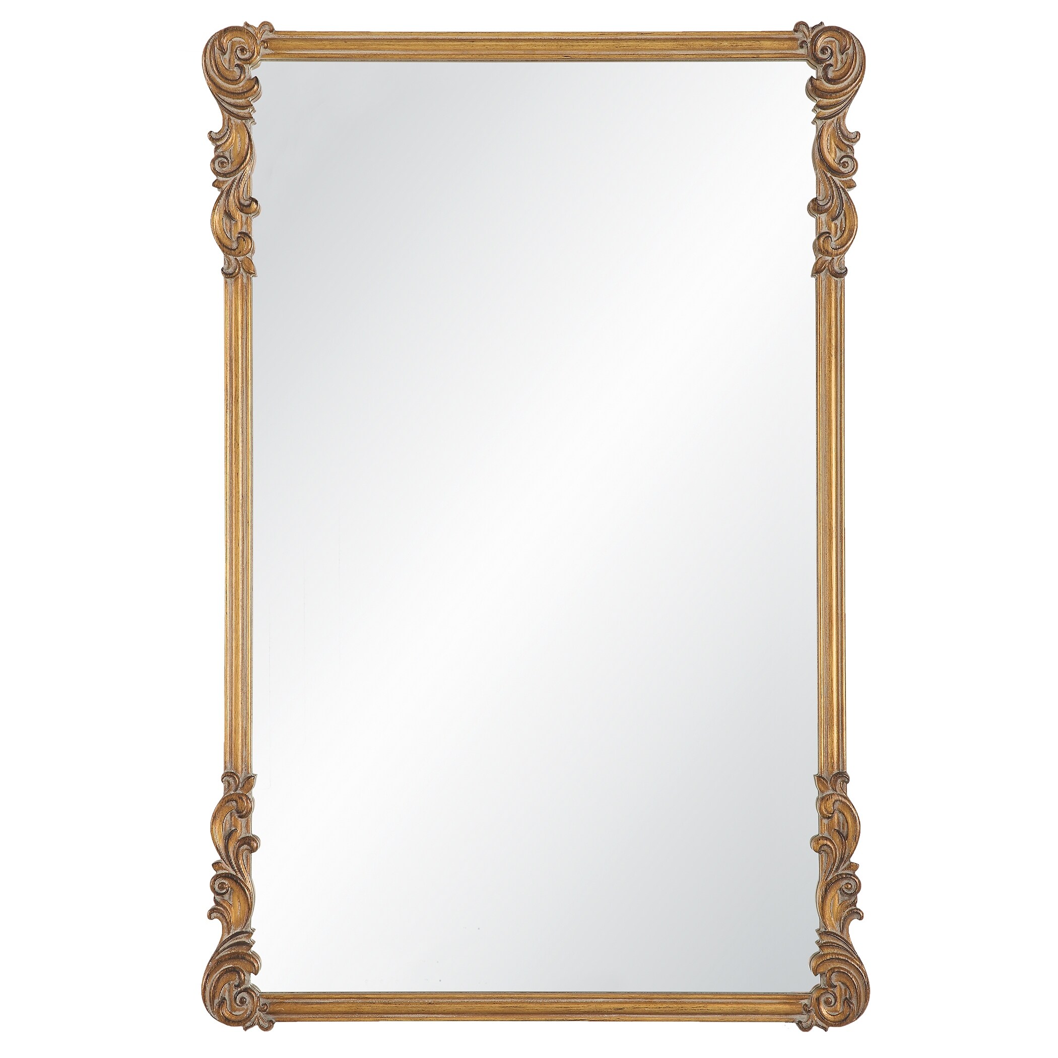 Porch & Den Old World Antique Gold Decorative Wall Mirror - Bed