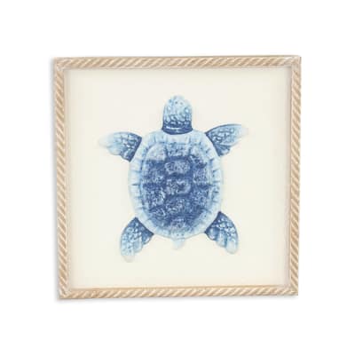 Coralia Blue Metal Sea Turtle Relief Wall Art