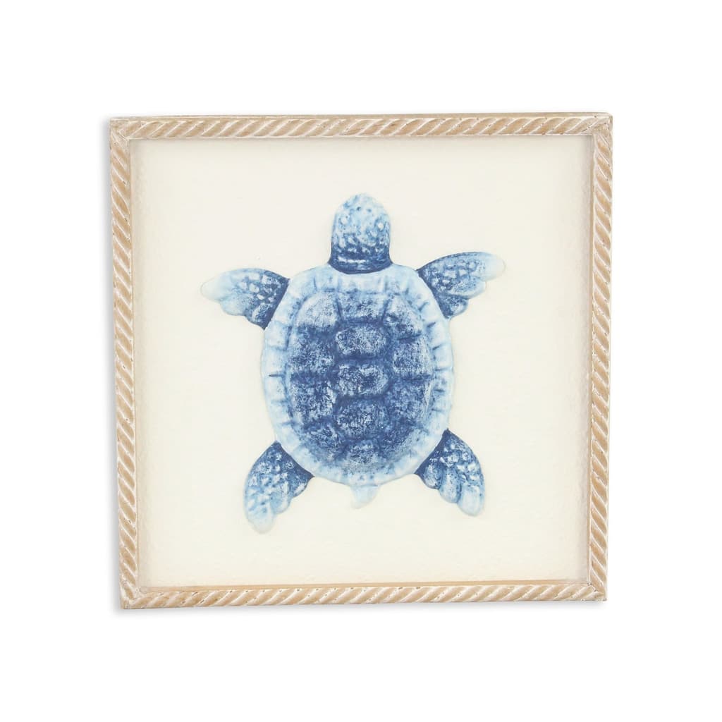 Coralia Blue Metal Sea Turtle Relief Wall Art