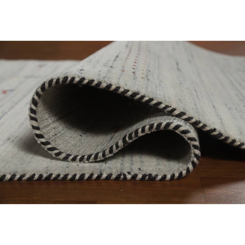 Gabbeh Indian Rug Handmade Wool Tribal Beige Carpet - 4'0" x 5'9"