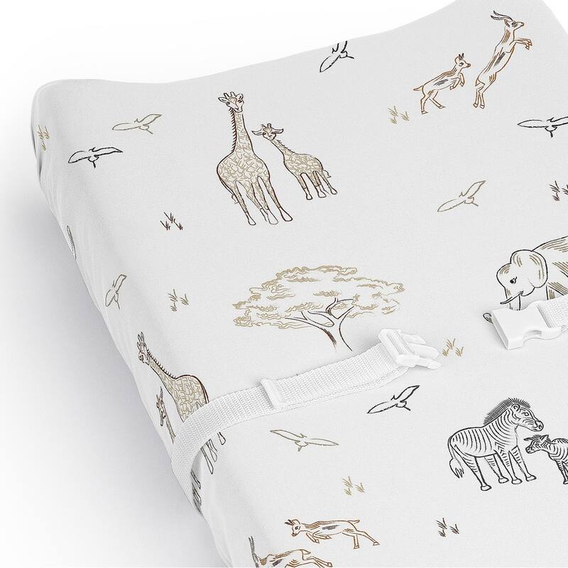 Sweet Jojo Designs Jungle Safari Animals Boy, Girl, Unisex/Gender Neutral Changing Pad Cover Sheet -Zebra Wildlife for Serengeti