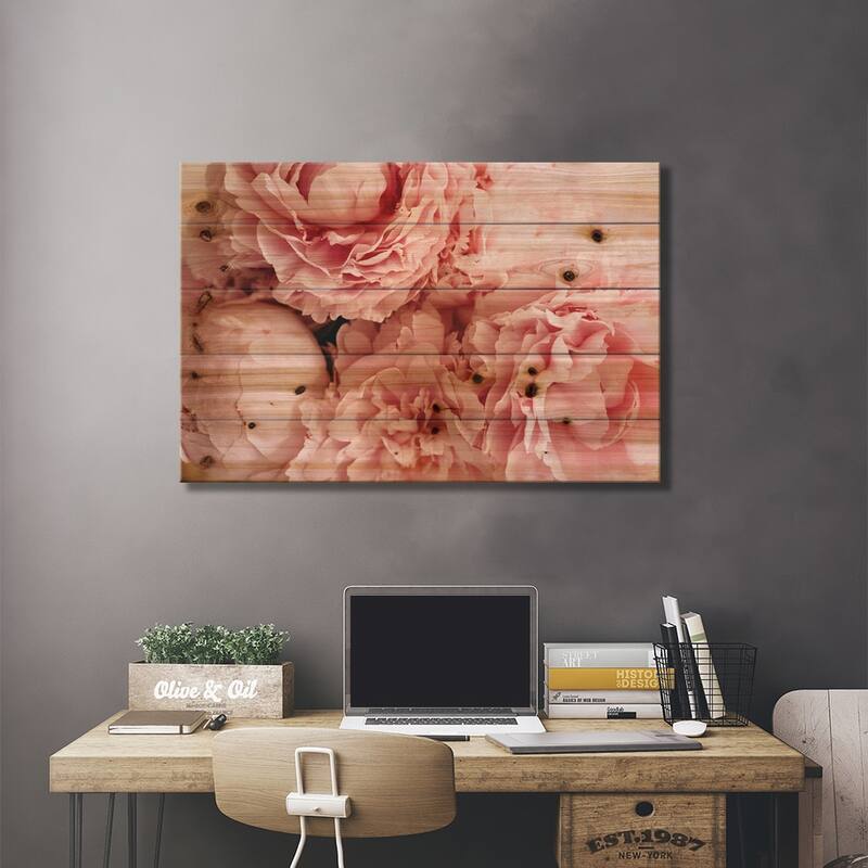 Blush Peonies Print On Wood by Chelsea Victoria - Multi-Color