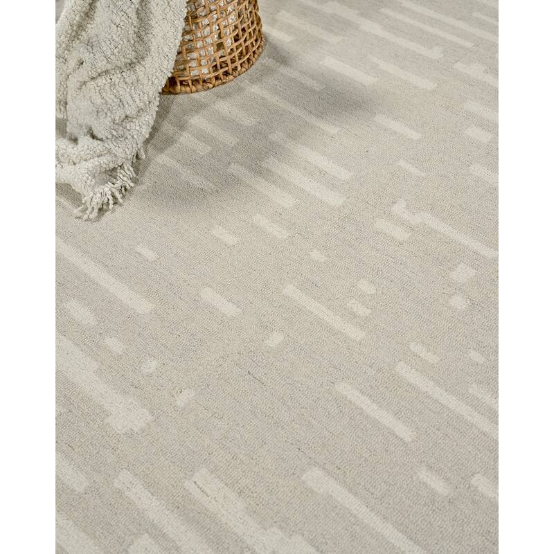 Exquisite Rugs Carmel Handmade Hand-tufted New Zealand Wool on Canvas Silver/Ivory Area Rug