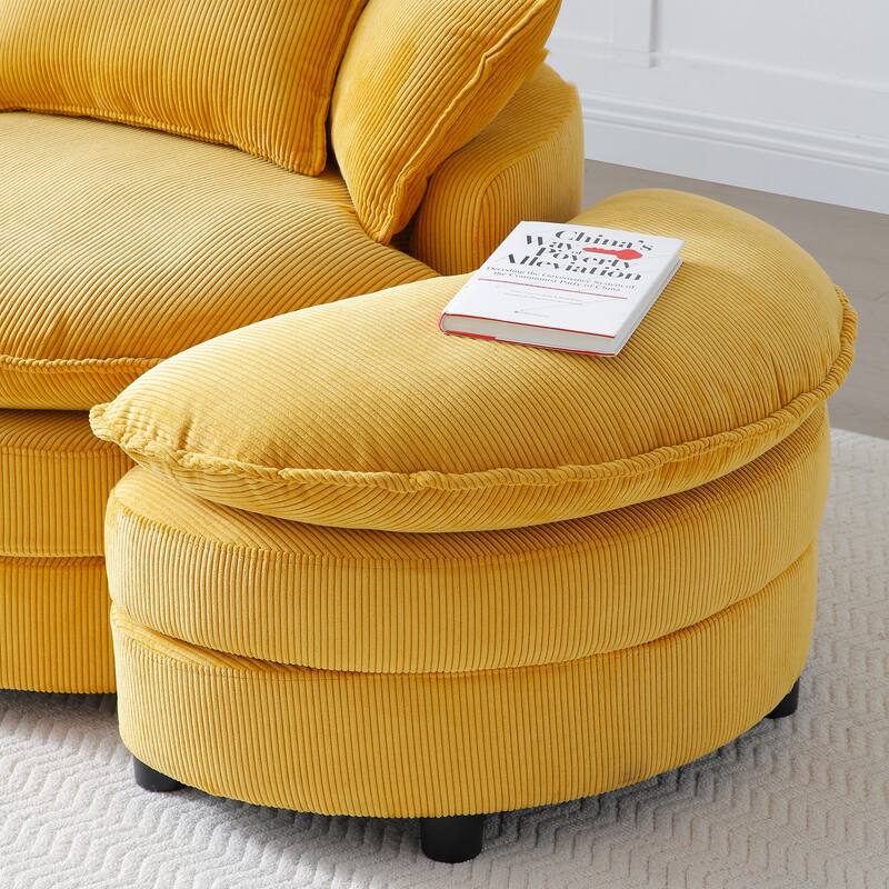 Modern Comfy 360° Swivel Barrel Chair with Ottoman and Pillows for Bedroom and Living Room