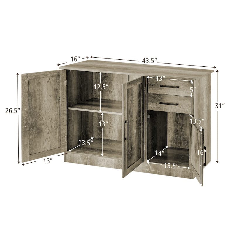 Gymax Buffet Storage Cabinet Console Table Kitchen Sideboard Drawer - See Details