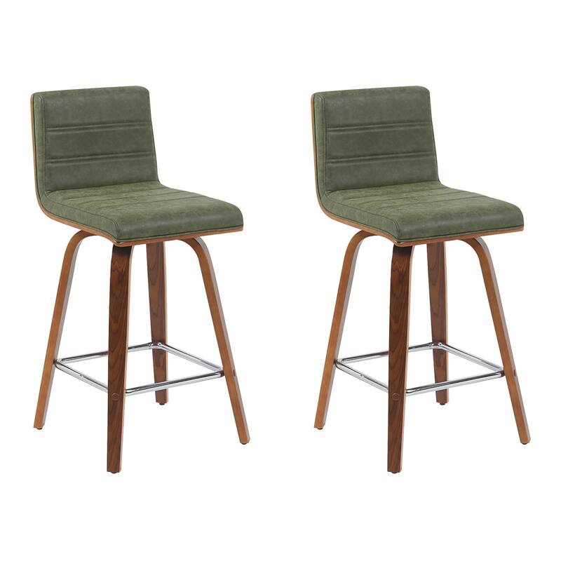 Skara Mid-Century Swivel Counter Stool, Upholstered Counter Height Chair with Bentwood Legs
