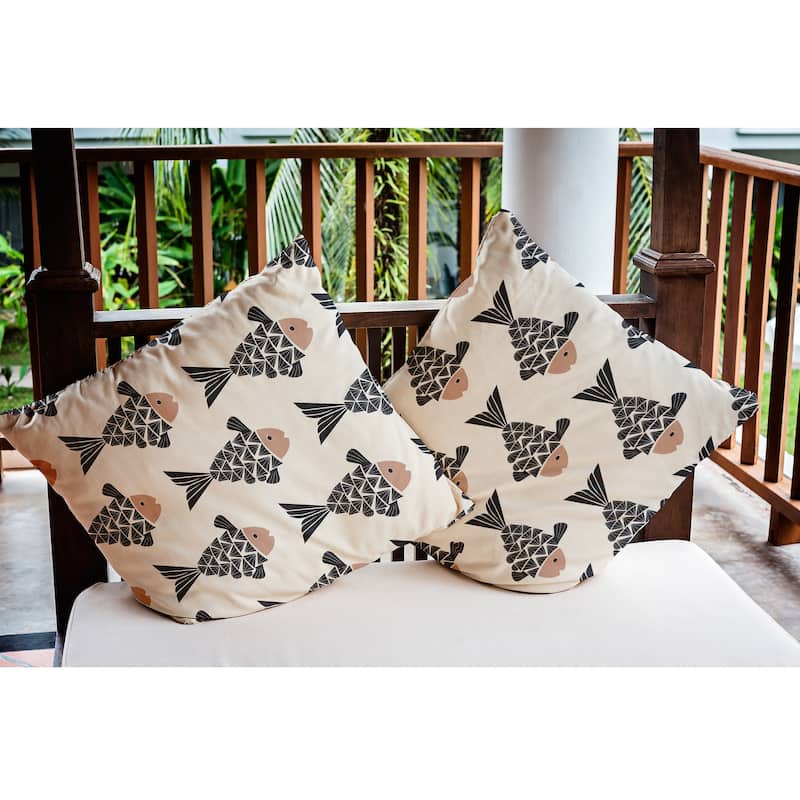 Fish Tales Nautical Indoor/Outdoor Throw Pillow