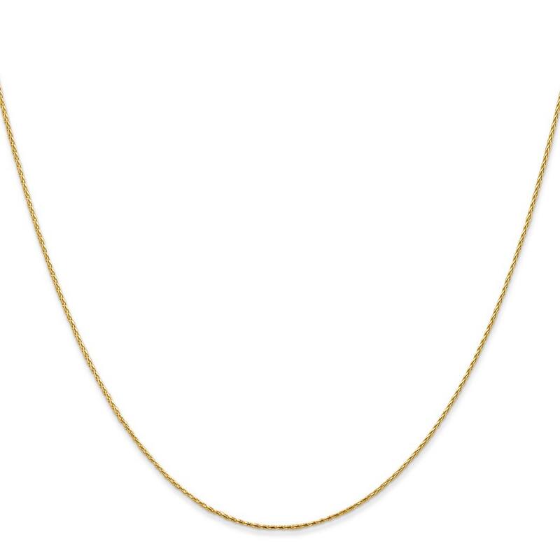 Curata Italian 14k Yellow Gold 1mm Round Diamond-Cut Wheat Chain Necklace Options: 16 18 20