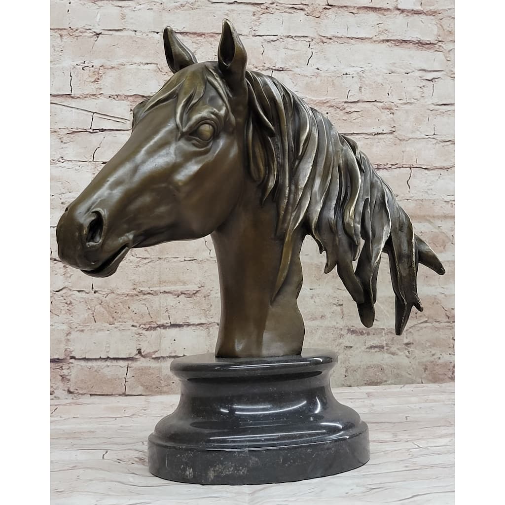 Hot Cast Bronze Horse Head Bust Statue Sculpture Bronze Metal Original Art By Milo