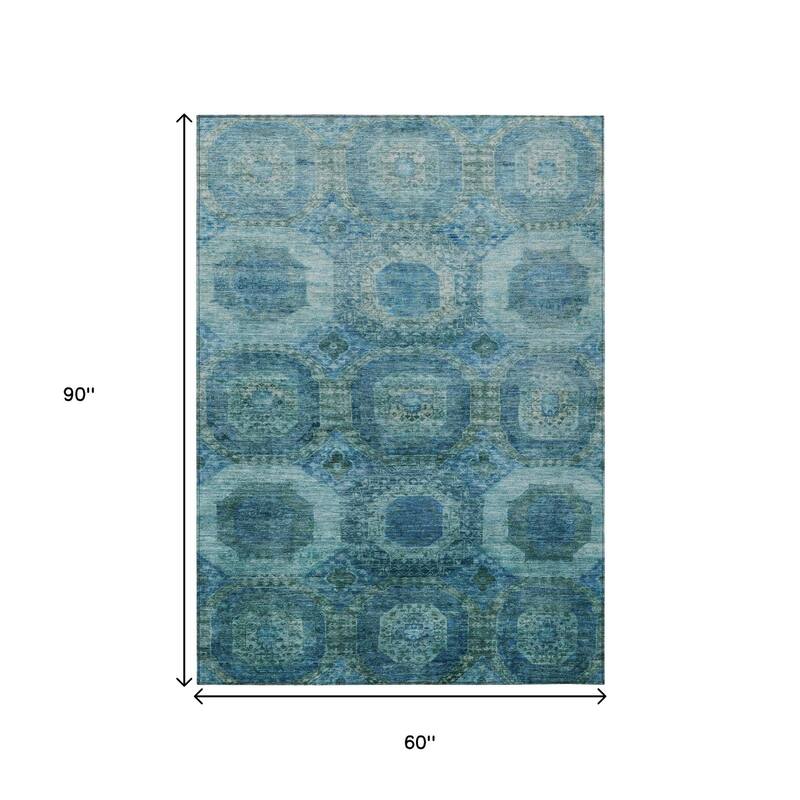 HomeRoots Medallion Transitional Rectangle Outdoor Rug