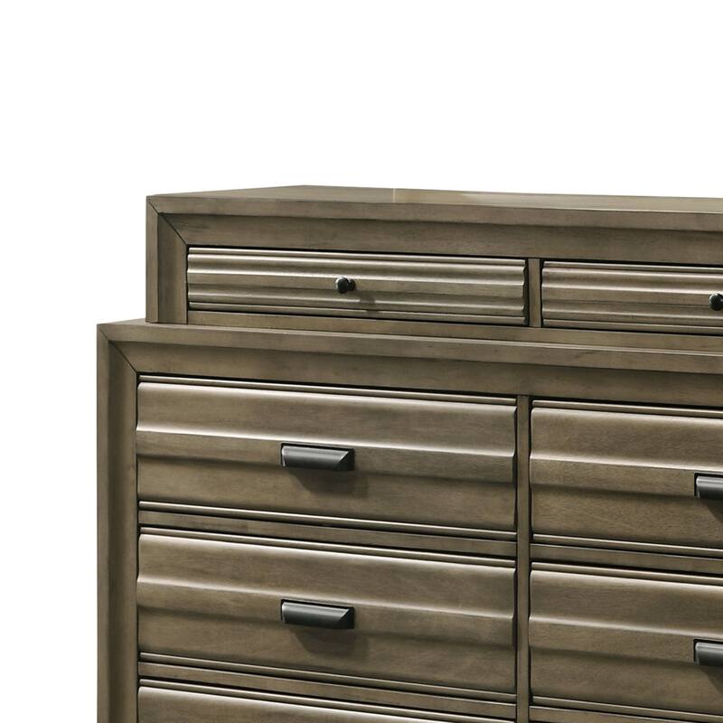 Roundhill Furniture Loiret Rubbed Gray Oak Finish Wood 8-Drawer Dresser