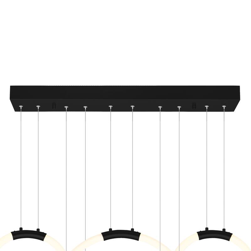 Hoops Integrated LED 44in 5 Ring Black Chandelier