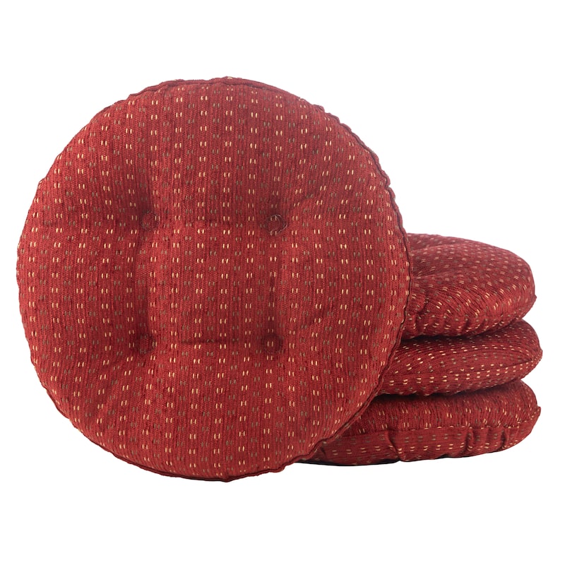 Klear Vu Raindrops Non-Slip Tufted Barstool Pad Cushion Set (Set of 4) - Red