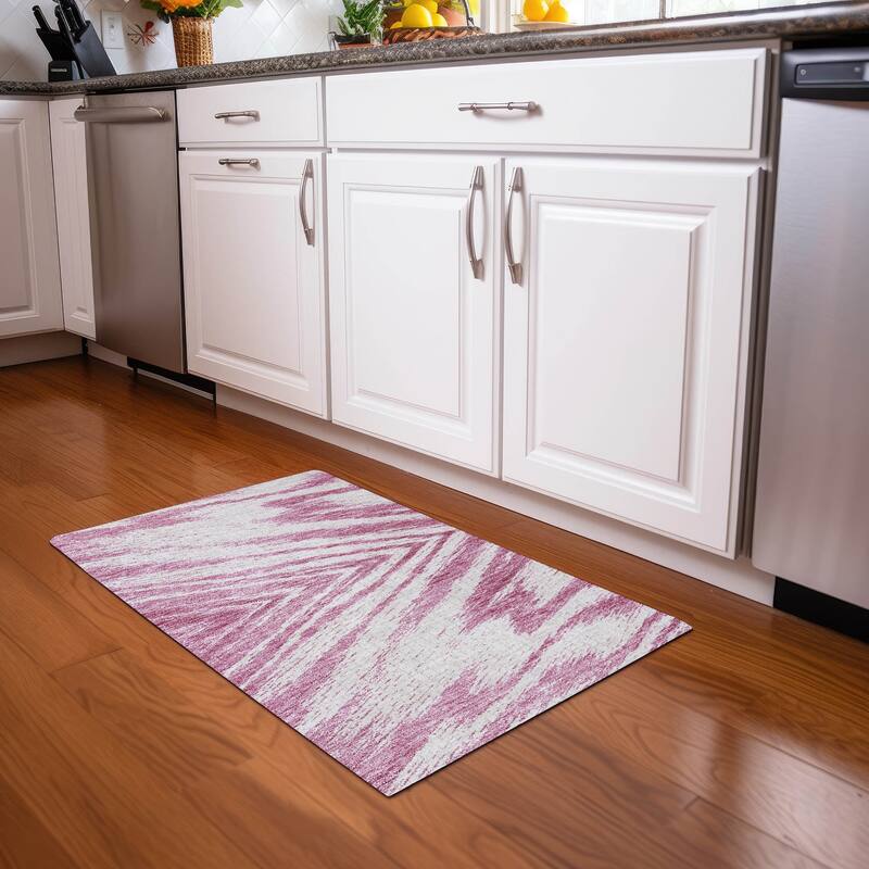 Premium Washable Super Soft Modern Chevron Mayfield Rug - Blush - 1'8" x 2'6"