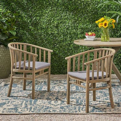 Outdoor Wooden Dining Chairs, Set of 2
