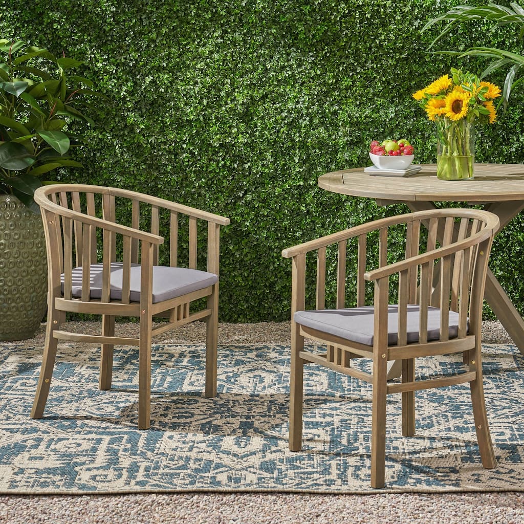 Outdoor Wooden Dining Chairs, Set of 2