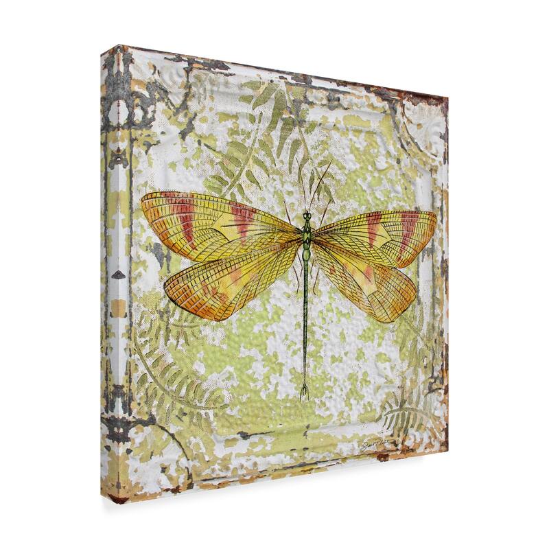 Jean Plout 'Dragonfly On Tin Tile 1' Canvas Art