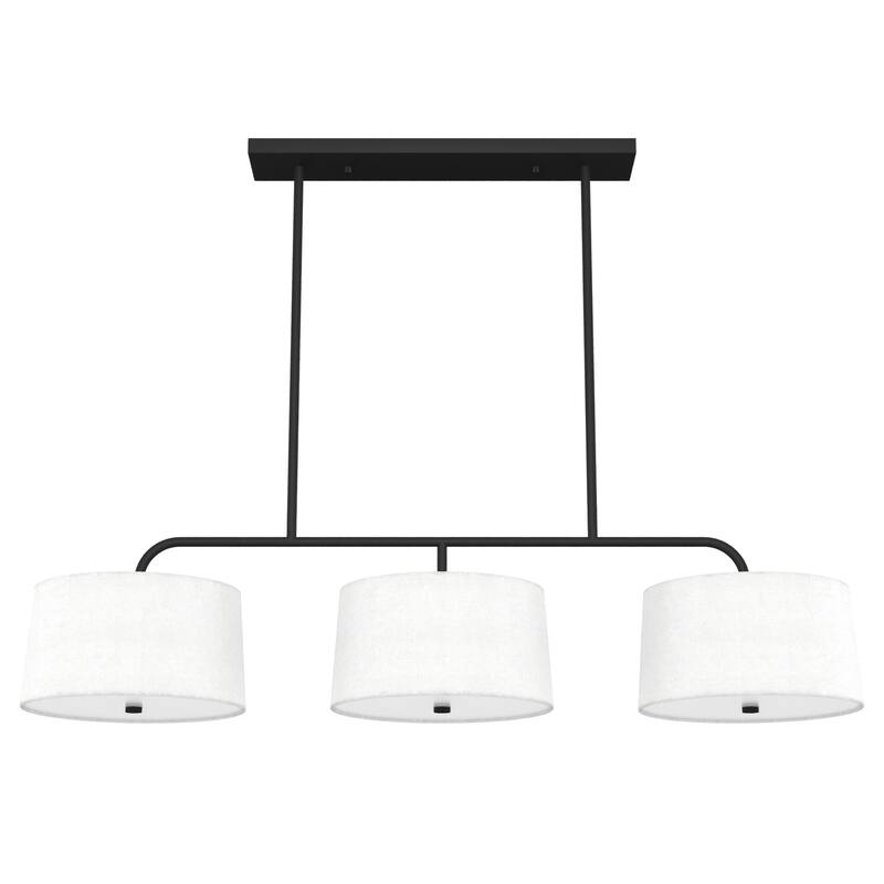 Hunter Cottage Hill Linear Chandelier - Dining Room, Kitchen Island - Modern, Transitional - Fabric Shades