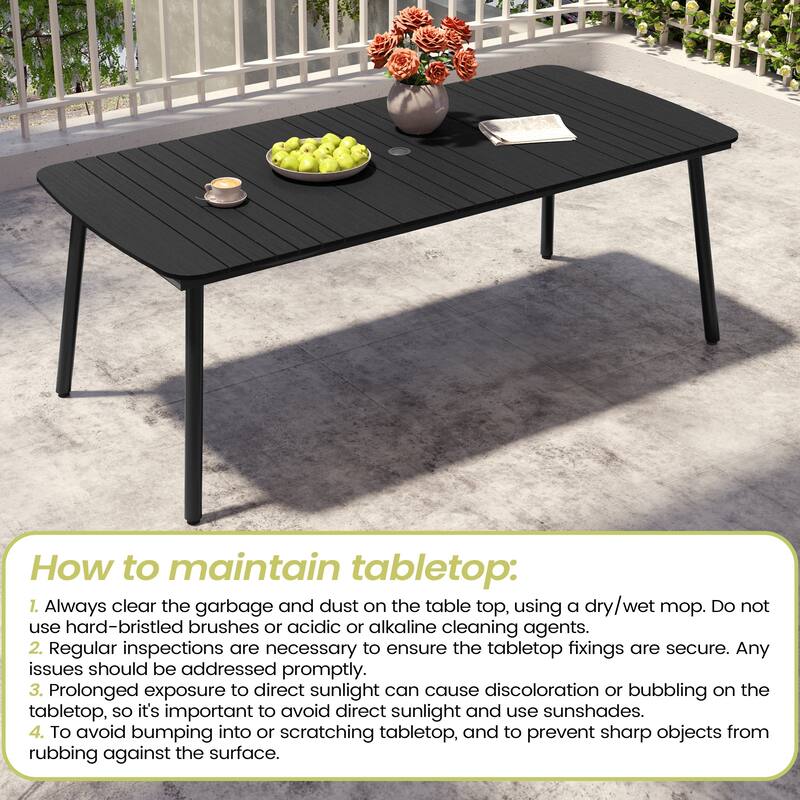 Outdoor 7/9-Piece Patio Dining Set Rectangular Dining Table with Stackable Chairs