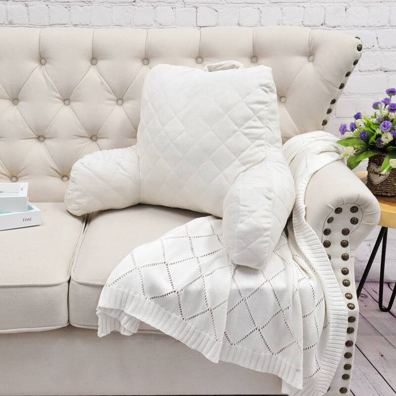 Velvet Do-It-Yourself Bedrest Reading Pillow Cover and Filling - 20" x 18" x 17" - Antique White 12