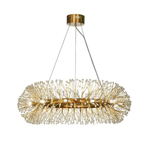 slide 6 of 7, 12-lights Stainless Steel Firework Crystal Chandelier In Antique Bronze For Living Room And Dining Room Antique Bronze