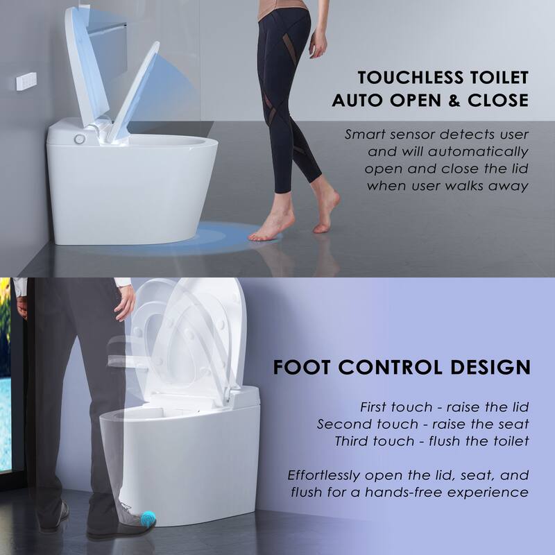 Benolti BN-6100S,1-Piece Tankless Smart Bidet Toilet, Auto Flush, Heated Seat