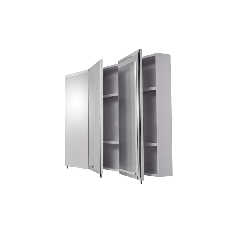 Croydex Potomac Large Modern, Triple Door White Steel, Surface Mount Medicine Cabinet with Mirrors - 30 x48