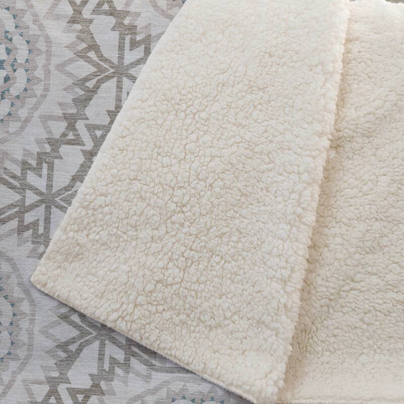Premium Machine Washable Boho Suzani Sherpa Throw Blanket
