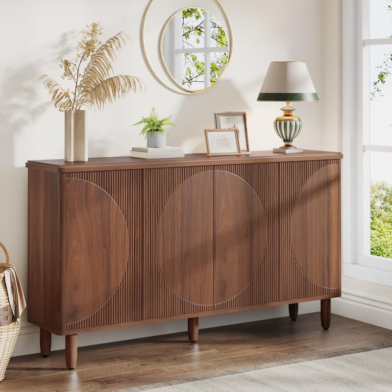 Modern Buffet Cabinet Sideboard with Storage - Deep Brown