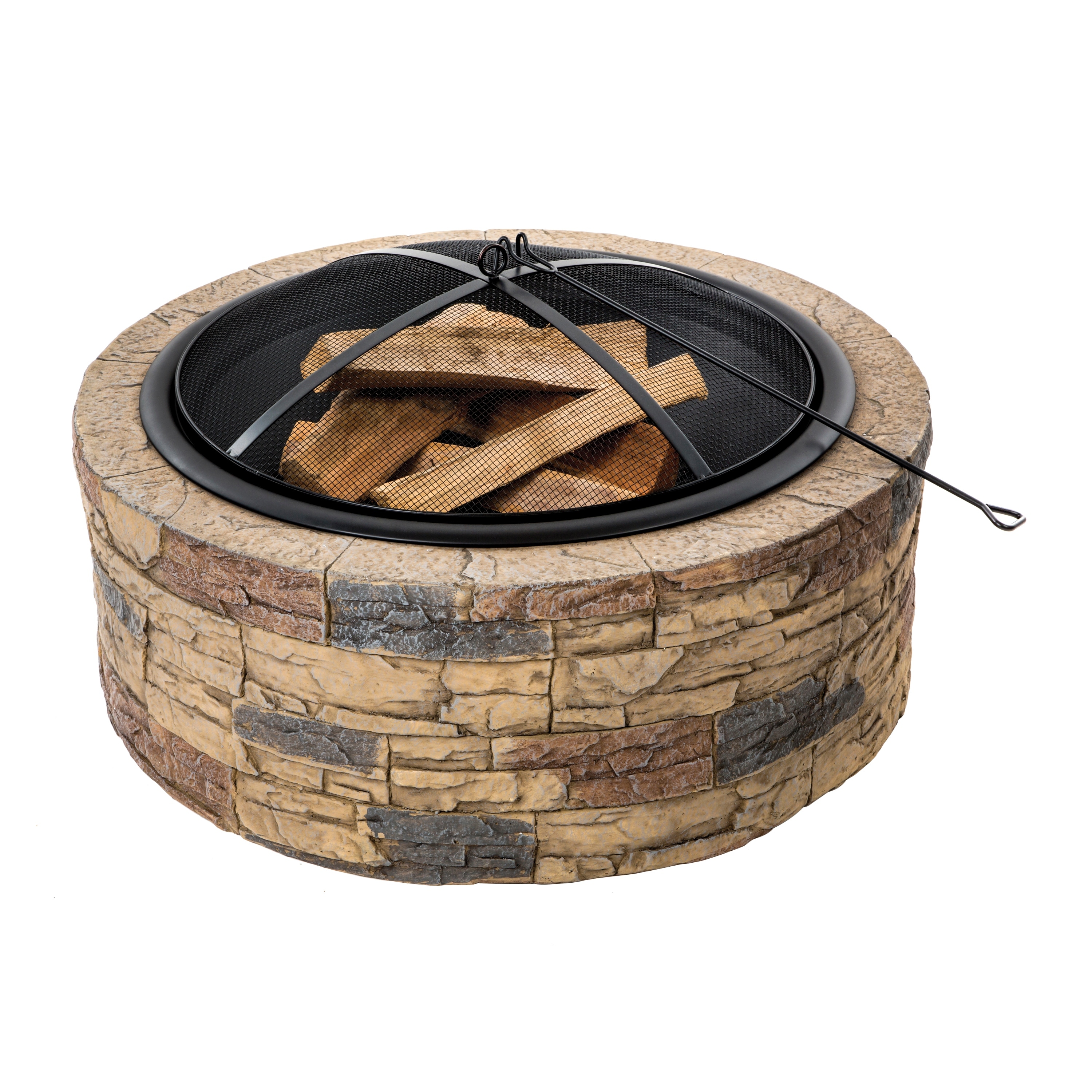 Sun Joe SJFP35STN Cast Stone Fire Pit, 35Inch Overstock 18542549