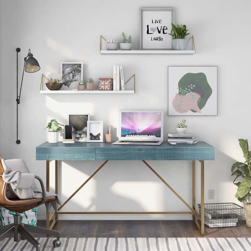 Vaiz Modern 60-inch Metal 3-Drawer Computer Desk with Drawers by Furniture of America