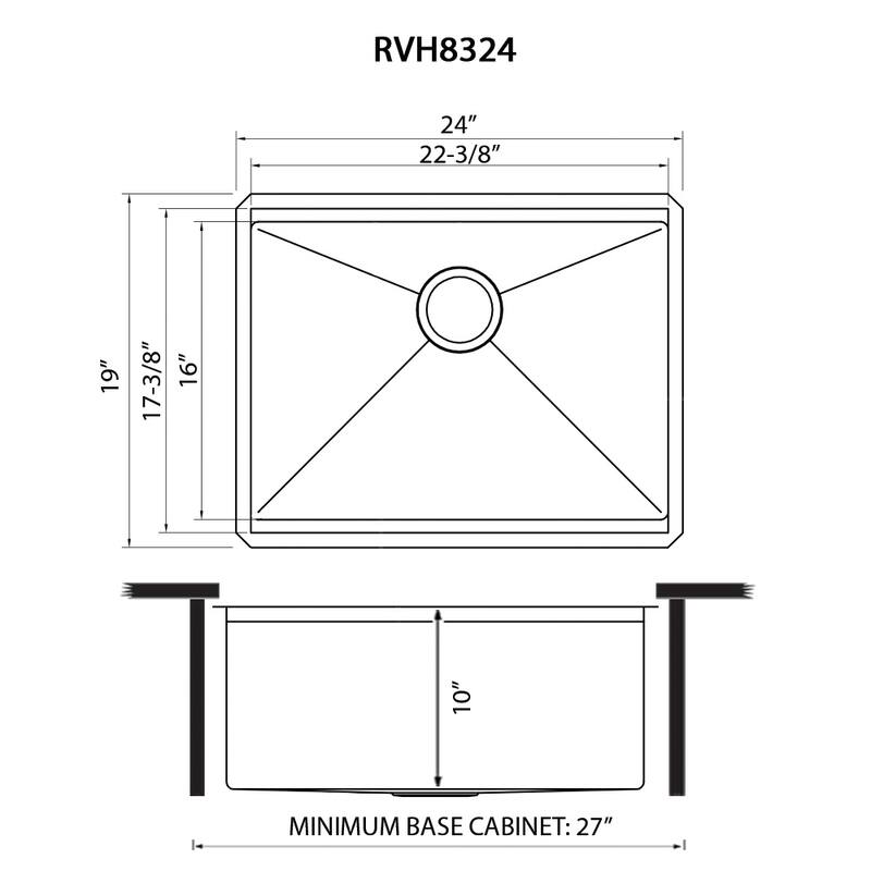 Ruvati 24inch Workstation Rounded Corners Undermount Ledge Kitchen