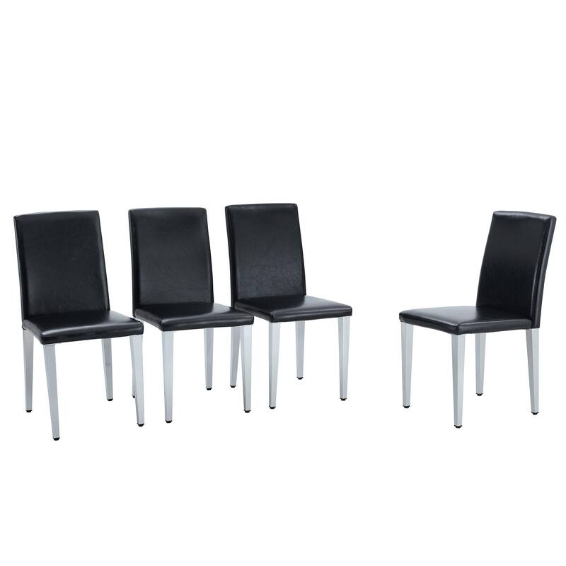Set of 2 black PU backrest chairs with silver metal legs: They are ideally suited for minimalist and contemporary home s