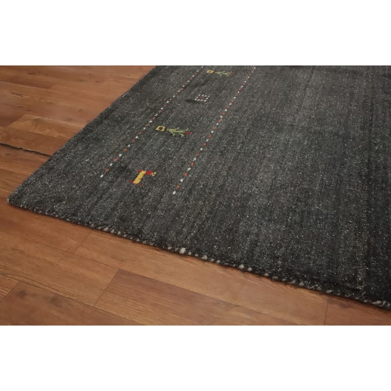 Hand Knotted Oriental 100% Wool Carpet Tribal Animal Pictorial Greys & Charcoal Gabbeh Area Rug - 10' 0'' X 6' 5''