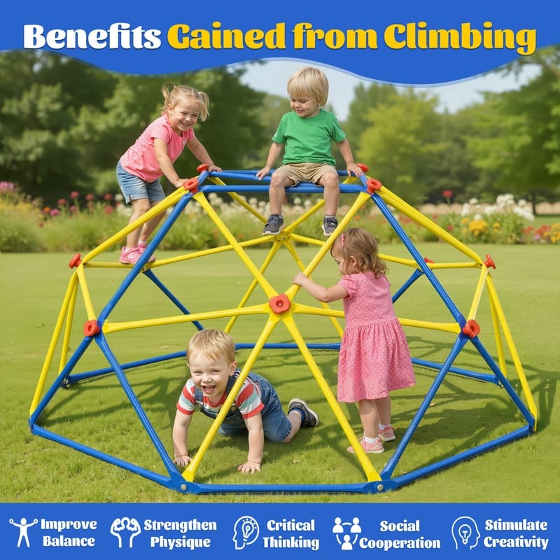 6FT Geometric Climbing Dome Climber Playground for Kids 3-10, Climbing Toys for Kids - N/A