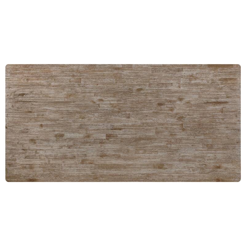 Brad Dining Table, 79 Inch Rectangular, Sand Brown, Charcoal Gray