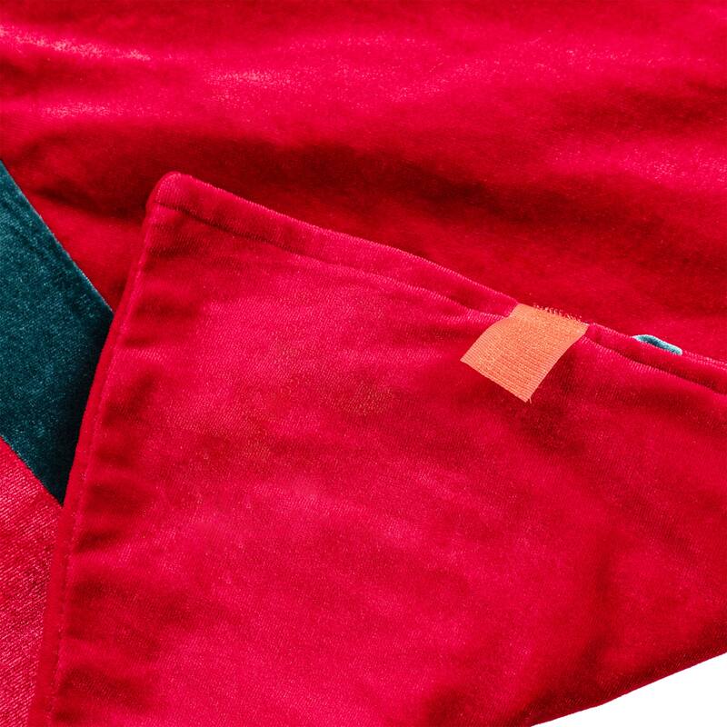 Glitzhome 48"D Deluxe Burgundy Velvet Ruffled Christmas Tree Skirt