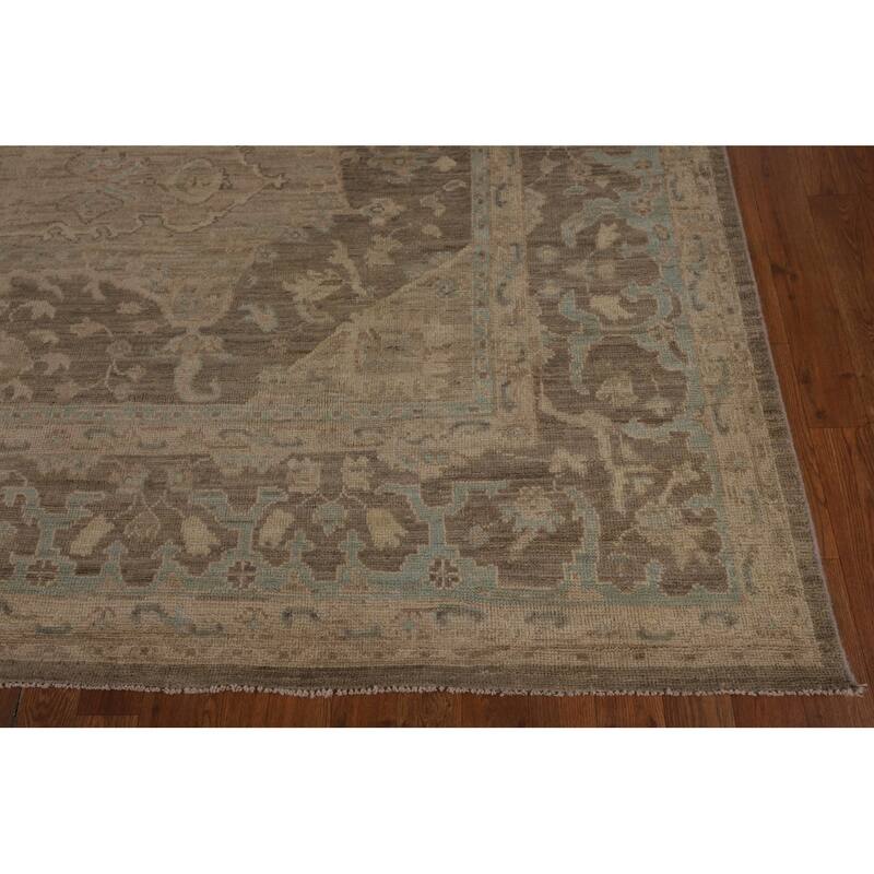 Oushak Turkish Area Rug Vegetable Dye Hand-Knotted Wool Carpet - 8'3"x 9'10"