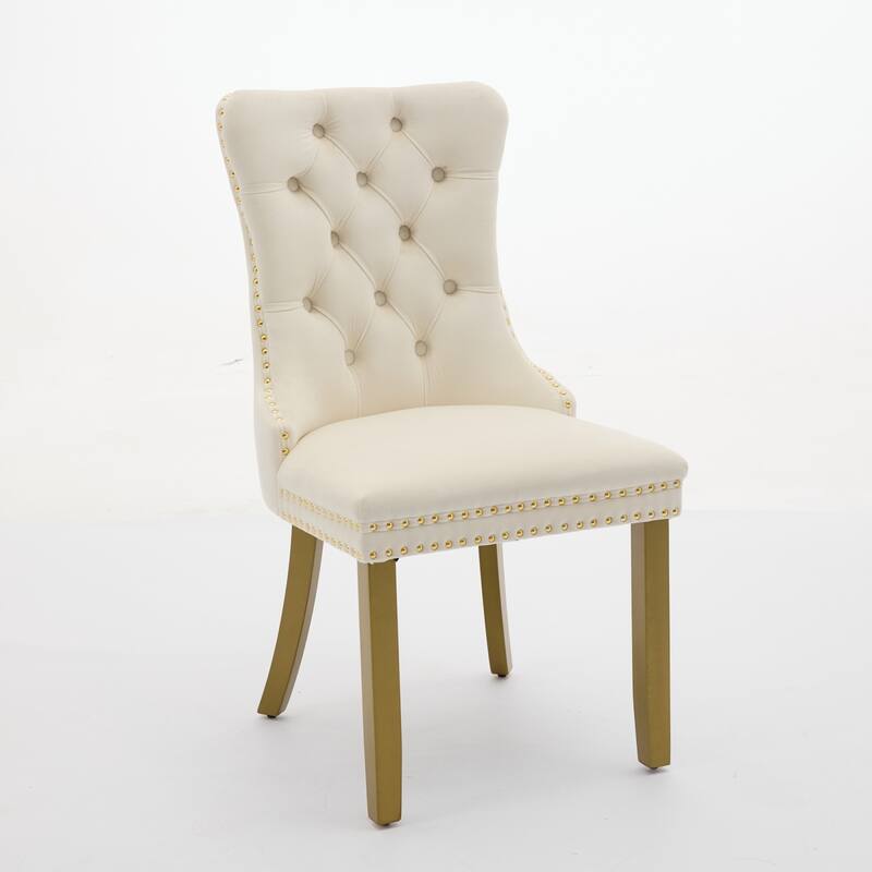 Roomfitters Upholstered Dining Chairs Set of 2 with Nailhead Trim and Gold Legs, Modern Side Chairs for Kitchen
