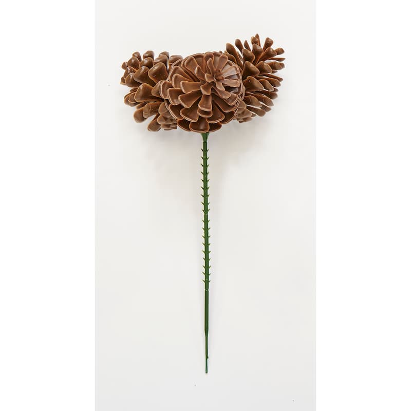 2.3" Plastic Pine Cone x 3 Christmas Wreath Pick, Set of 12 - 2.3