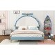 preview thumbnail 13 of 18, Twin/Full Size Upholstered Velvet Platform Bed Frame, Funny Kids Bed with Alarm Clock Shaped Headboard