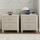 preview thumbnail 10 of 116, Wood NightStand with Metal Handle Beige/2-Piece - 3-drawer