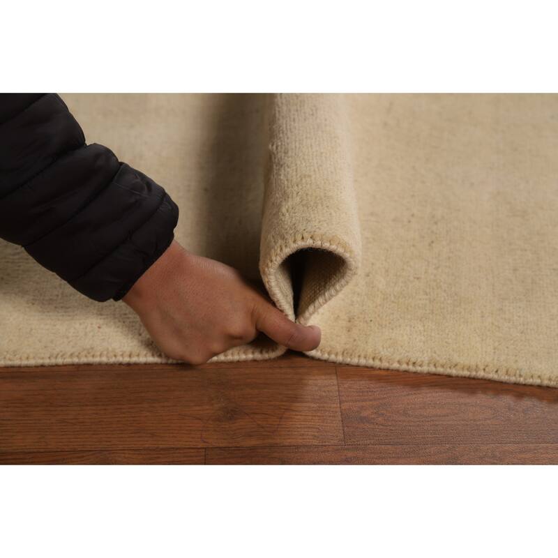 Gabbeh Modern Area Rug Handmade Beige Tribal Wool Carpet - 5'7"x 7'9"