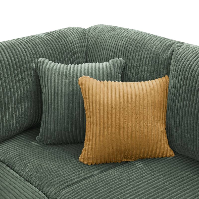 Full Compressed Corduroy Upholstered Double Chaises Loveseat