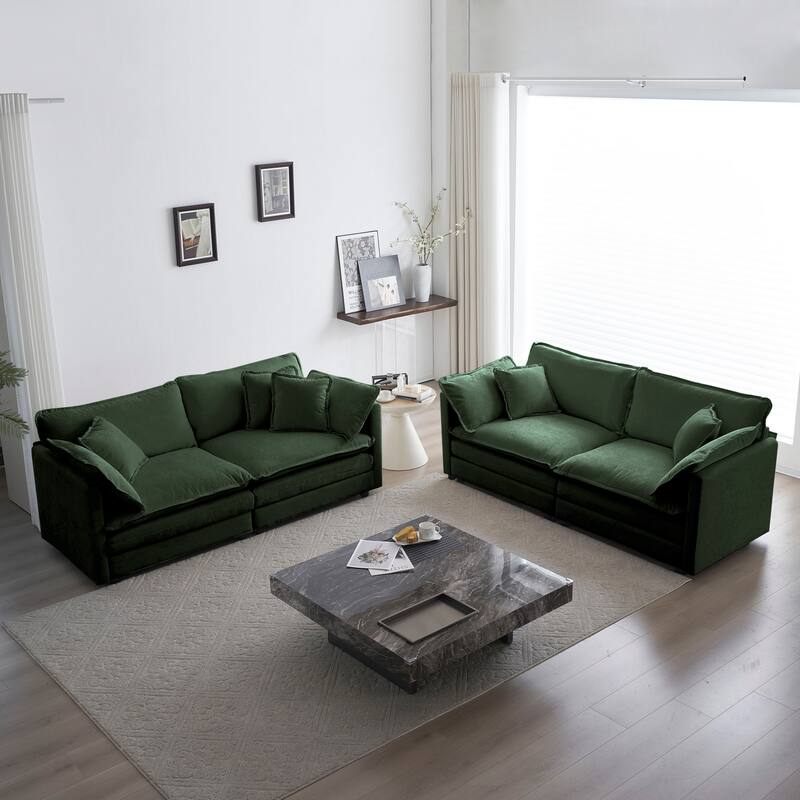 Cloud Chenille Upholstered Modular Sectional Sofa with DIY Combination Design