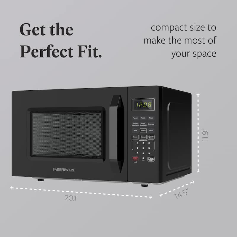 1.1 Cu. Ft. 1000-Watt Compact Microwave Oven, Black