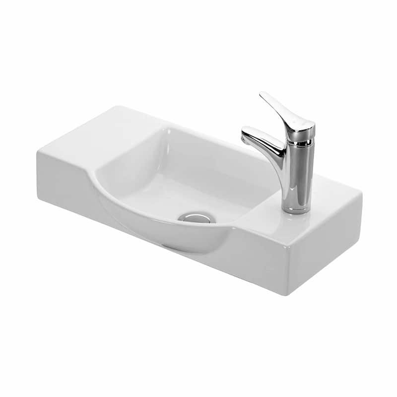 WS Bath Collections Minimal 21-3/5" Wall Mounted/Vessel Bathroom Sink - White