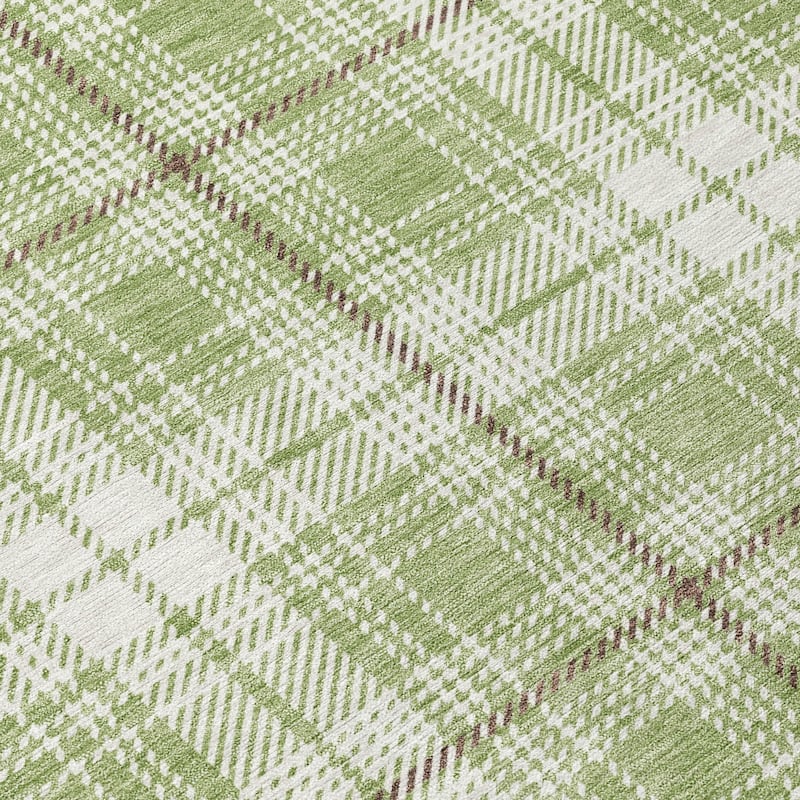 Machine Washable Indoor/ Outdoor Plaid Chantille Rug